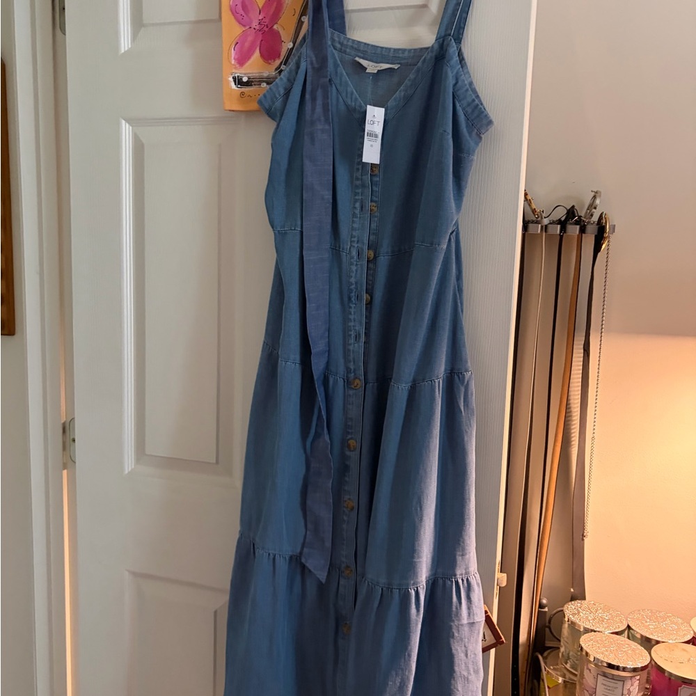 LOFT Denim Blue Sleeveless Dress NWT